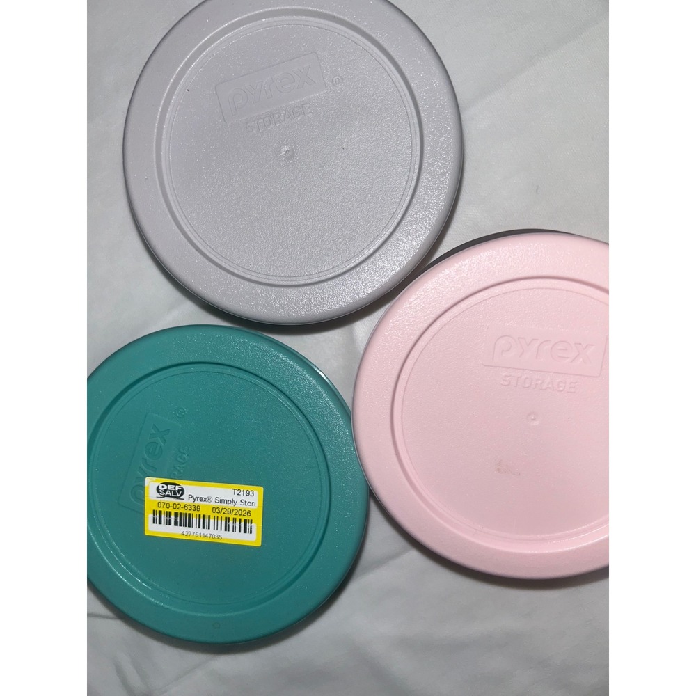 Pyrex Simply Store 1 Cup Glass Food Storage Set 3 Piece Pink Grey Teal Lids